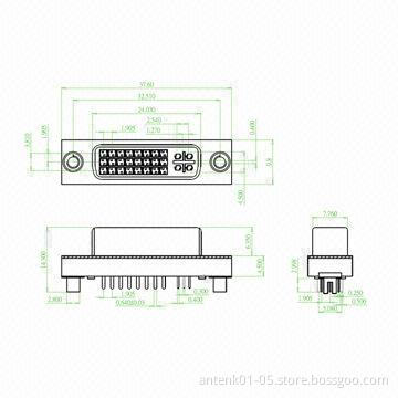DVI Straight Connector, DIP Type, Female 29 Pins, 1A Current Rate